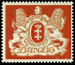 9 Mark large coat of arms, proof print orange red / orange, unused, ...