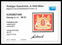 9 Mark large coat of arms, proof print orange red / orange, unused, ...