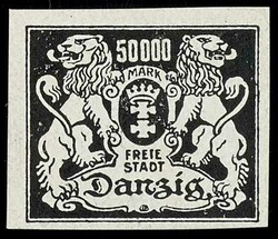 50000 Mark national coat of arms, imperforated proof print in the ...