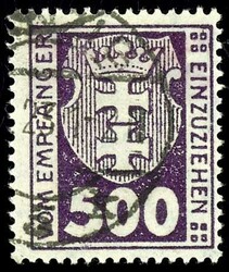 500 Mark postage due stamp, watermark 3 Y (lying Stiches), ...
