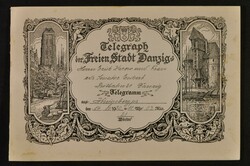 1930, telegram St. Mary's Church (left) crane gate (right) in baroque ...