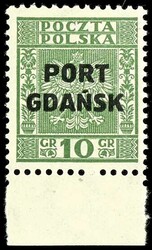 10 GR with overprint "port GDANSK", mint never hinged, perfect, ...