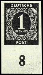 1 pfennigs, I. Control Council issue, black, lower margin copy, ...