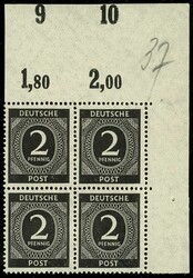 2 pfennigs, I. Control Council issue, black, large lot at special ...