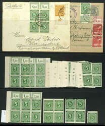 5 pfennigs, collection corner margin block of four with cylinder ...