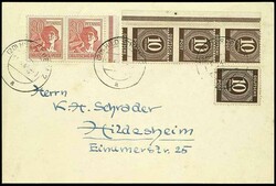 10 pfennigs brown, totally with defective or badly placed perforation ...