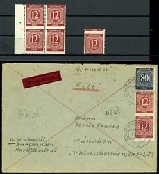 12 pfennigs, small lot with incorrect perforation stamps, slightly ...