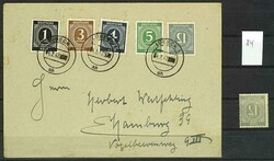 12 pfennigs grey, offset, once as single stamp and once as mixed ...