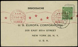 15 Pfg Ziffern grün, portogerechte EF auf Auslands-Drucksache ...