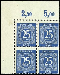 25 pfennigs, lot with slight perforation varieties, with also ...