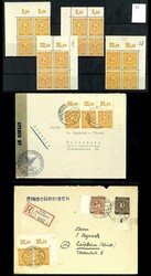 25 pfennigs yellow, collection from upper margins in corner margin ...