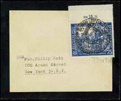 75 Pfennig Leipziger Messe mit Oberrand in EF auf portogerechtem, nur ...