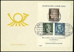 Blockausgabe Schiller auf Blanko-Schmuck-Ersttagsbrief mit ...