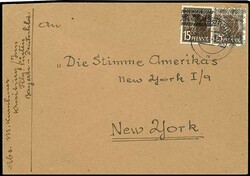 15 Pf. with inverted ribbon type overprint along with 15 Pf. net ...