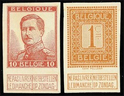 1 C. orange and 10 C. red, two imperforated trial proofs