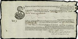 1687, decorative printed waybill for was, the a ship from London to ...