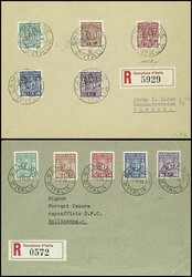 1944, 0, 05 Fr. to 1 Fr. postal stamps in A and B-perforation, each ...