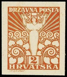 2 F. postal stamp, trial printing of the III. plate in original ...