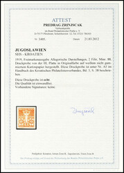 2 F. postal stamp, trial printing of the III. plate in original ...