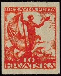 10 F. postal stamps imperforated, unused without gum, as issued, ...