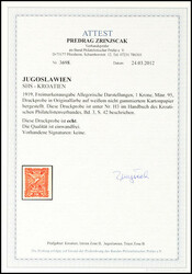 1 Kr. postal stamp, on white not gummed cardboard paper, photo ...