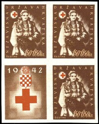 1942, 1, 50 K. Red Cross, proof print in dark brown, imperforated in ...