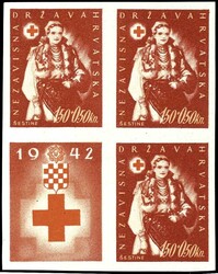 1942, 1, 50 K. Red Cross, proof print in red-brown, imperforated in ...