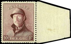 10 Franc, Albert with steel helmet 1919, from right margin of sheet ...