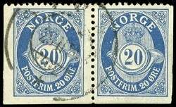 20 oere posthorn, se-tenants D / D and E / E, used, sound, Michel 390 ...