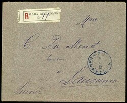 1902, registered letter with reverse three-colour mixed franking, ...