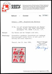 1909, 10 C. Helvetia, Viererblock, zentrisch klar gestempelt "St. ...