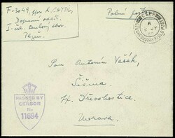 1945, the freed CSR, post paid fieldpost letter of a soldiers a Czech ...