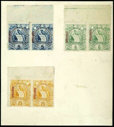 Wappen, Probeabzüge/Vorlagen aller 7 Nennwerte von 1 C bis 25 C ...