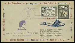 Fiji 1941, first flight Suva - Honolulu, special envelope from Suva ...
