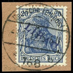 20 Pfennig Germania dunkelultramarin mit violettblauem Aufdruck ...