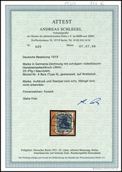 20 Pfennig Germania dunkelultramarin mit violettblauem Aufdruck ...