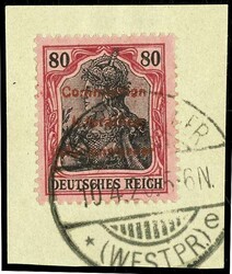 80 pfennigs Germania with three line red sample overprint, first ...