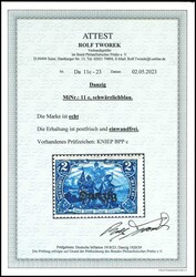 2 Mark German Reich with typography overprint "Gdansk", blackish blue ...