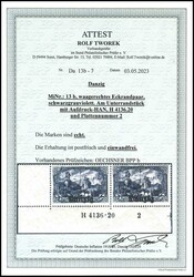 3 Mark German Reich with typography overprint "Gdansk", black gray ...