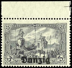 3 Mark German Reich with typography overprint "Gdansk", black gray ...