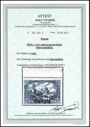 3 Mark German Reich with typography overprint "Gdansk", black gray ...