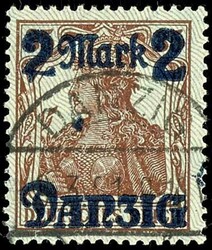 2 Mark on 35 pfennigs Germania with burelage, pale (green) grey, tips ...