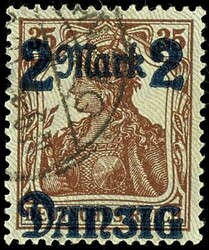 2 Mark on 35 pfennigs Germania with burelage, pale (green) grey, tips ...