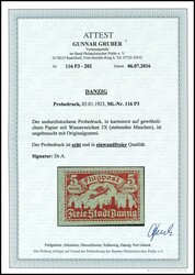 5 Mark airmail, imperforated proof print in carmine red on usual ...