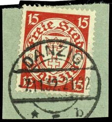 15 pfennigs national coat of arms, plate flaw III "in in freer ...