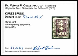 500 Mark postage due stamp, watermark 3 X (standing Stiches), ...