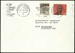Lenin propaganda stamp with 10 Pfg buildings on cover from Frankfurt ...