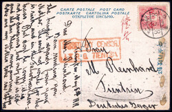 "Tsingtau 5/5 19", hs. Abs.-Vermerk auf Ansichtskarte aus Tsingtau, ...