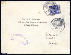 Emin-Pascha-Expedition: 20 Pfg., Einzelfrankatur mit Stempel ZANZIBAR ...