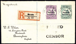 MOROBE 19/1 18, zweimal perfekt auf kleinem Auslands-Einschreibebrief ...